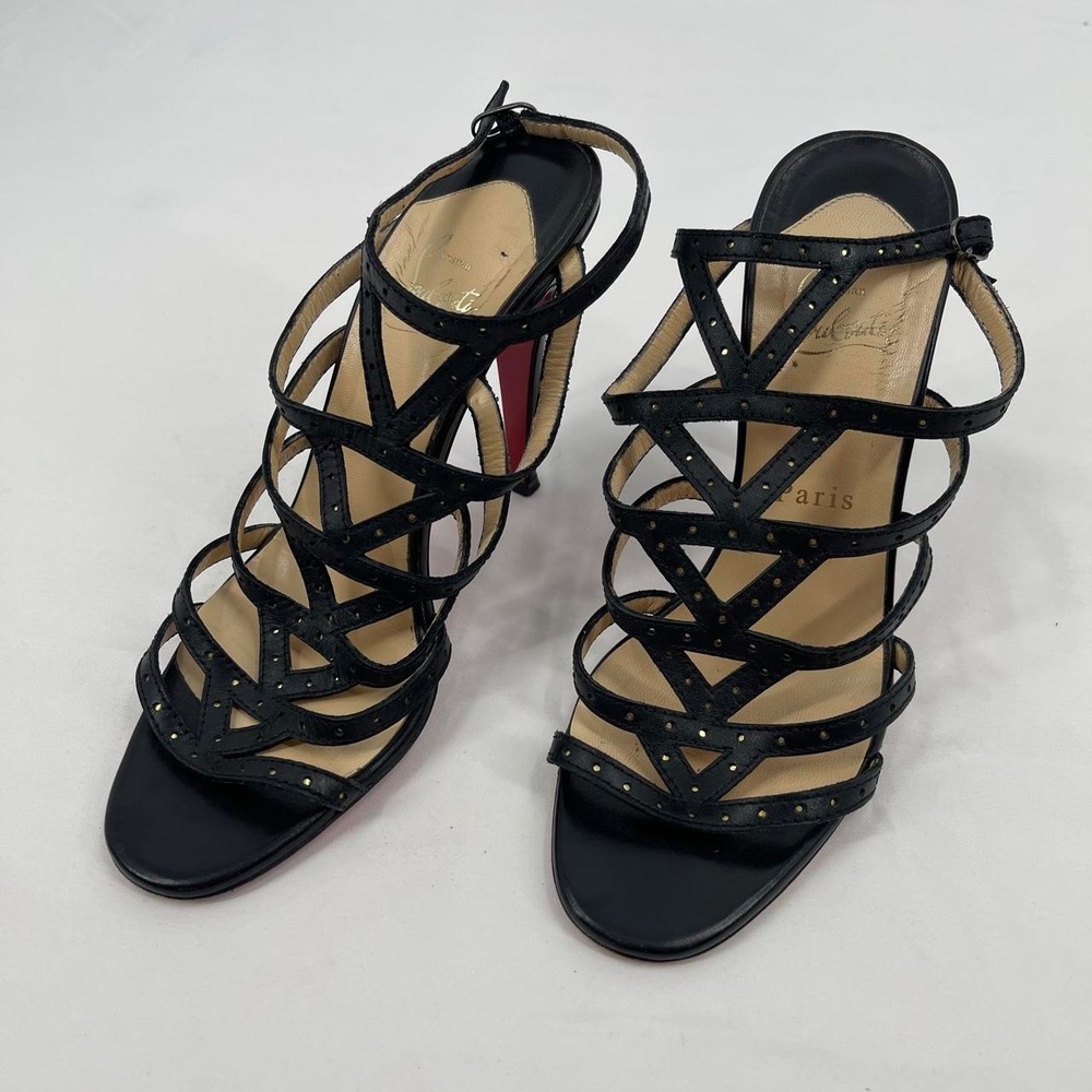 Vintage Christian Louboutin High Heels Strappy Gladiator Leather EU 38 US 8 Glam